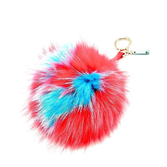 Fendi Red  Fur  Bag Charm Key Ring - Picture 1 of 6